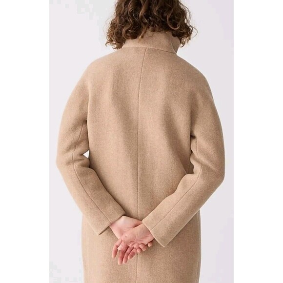 J.Crew Stadium Cocoon Peacoat b2770 Nello Gori Wool Blend Beige Tan Coat Sz 12 - Picture 2 of 14